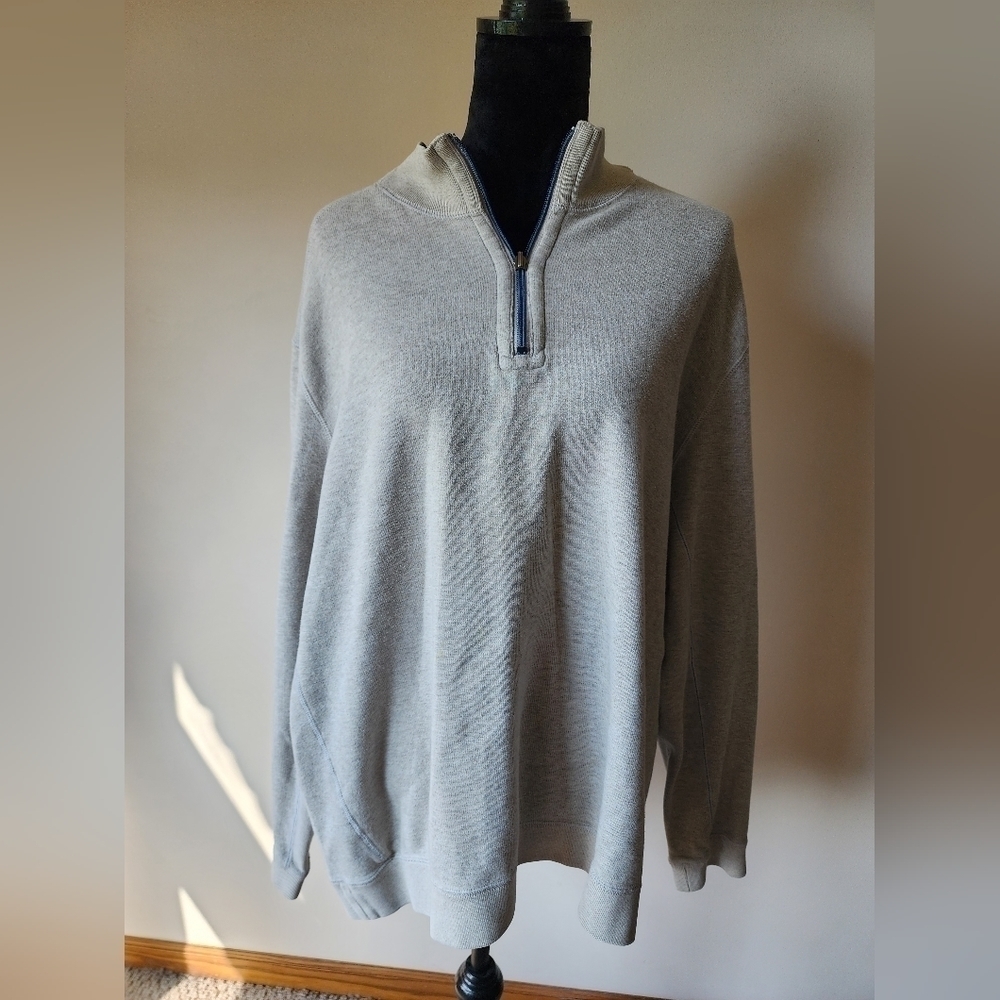 Tommy Bahama Men's Cream Quarter Zip Sweater Size 2XlL